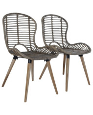 Chaises à manger lot de 2 marron rotin naturel | Mobilier & Déco