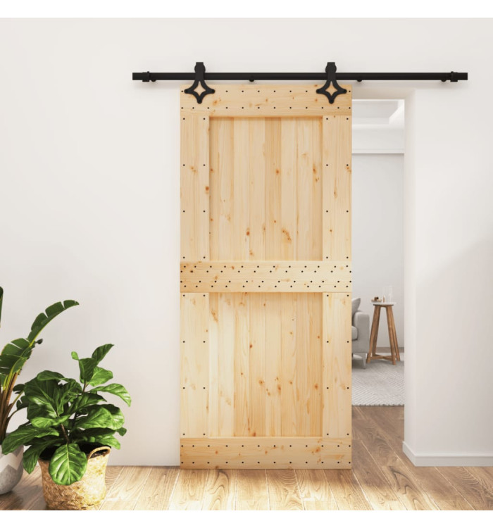 Porte coulissante et kit de quincaillerie 95x210 cm pin massif | Mobilier & Déco