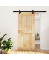 Porte coulissante et kit de quincaillerie 95x210 cm pin massif | Mobilier & Déco