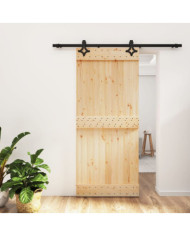 Porte coulissante et kit de quincaillerie 90x210 cm pin massif | Mobilier & Déco