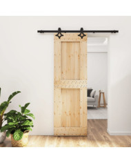 Porte coulissante et kit de quincaillerie 70x210 cm pin massif | Mobilier & Déco
