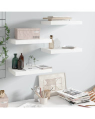 Étagère murale flottante 4 pcs Blanc brillant 40x23x3,8 cm MDF | Mobilier & Déco