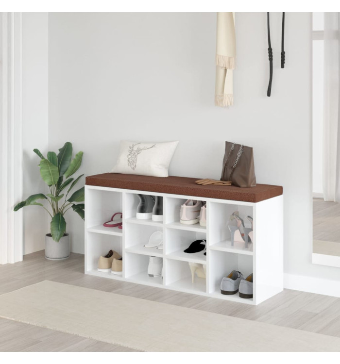 Banc à chaussures Blanc brillant 103x30x48 cm Bois d'ingénierie | Mobilier & Déco