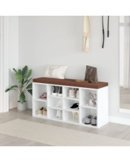 Banc à chaussures Blanc brillant 103x30x48 cm Bois d'ingénierie | Mobilier & Déco