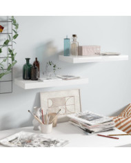 Étagère murale flottante 2 pcs Blanc brillant 50x23x3,8 cm MDF | Mobilier & Déco