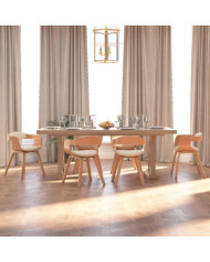 Chaises à manger lot de 6 crème similicuir et bois courbé | Mobilier & Déco
