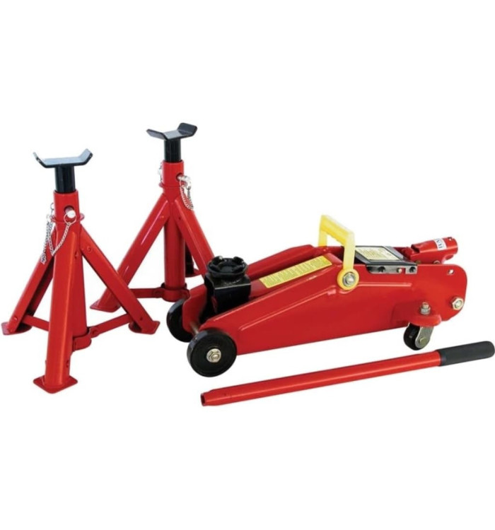 Carpoint Cric de type rouleur et 2 supports d'essieu 2000 kg Rouge | Mobilier & Déco