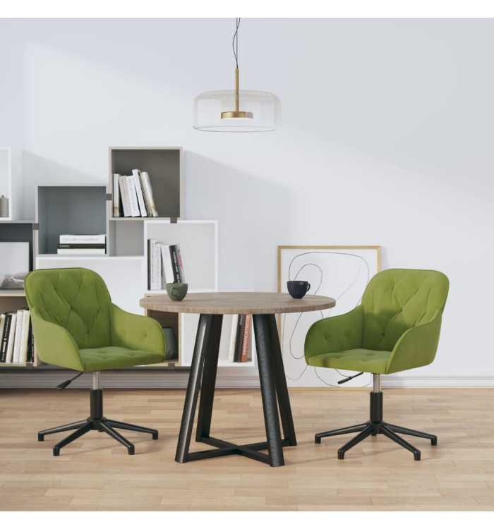 Chaises pivotantes à manger lot de 2 Vert clair Velours | Mobilier & Déco