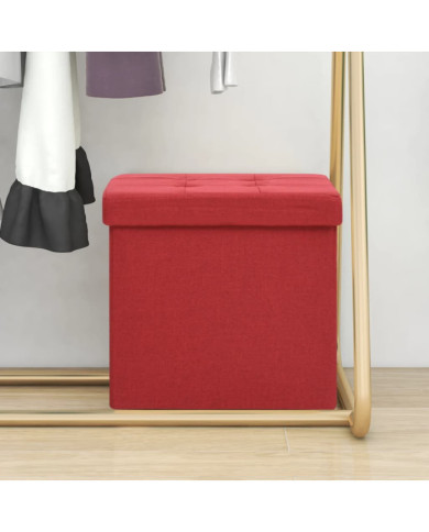 Tabouret de rangement pliable Rouge bordeaux Faux lin | Mobilier & Déco