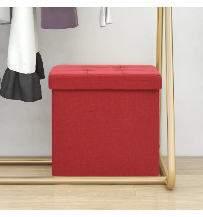 Tabouret de rangement pliable Rouge bordeaux Faux lin | Mobilier & Déco