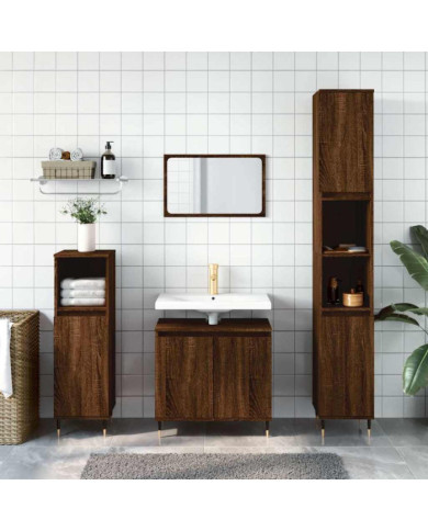 Armoire de bain chêne marron 58x33x60 cm bois d'ingénierie | Mobilier & Déco