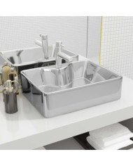 Lavabo avec trou pour robinet 48x37x13,5 cm Céramique Argenté | Mobilier & Déco