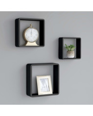 Étagères murales sous forme de cube 3 pcs Noir MDF | Mobilier & Déco