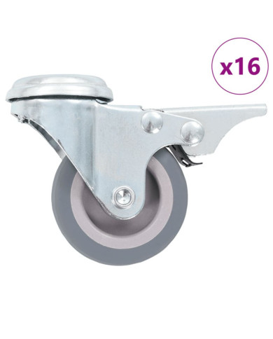 16 pcs Roulettes pivotantes à trou de boulon 50 mm | Mobilier & Déco