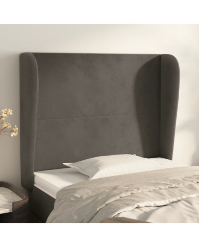 Tête de lit avec oreilles Gris foncé 83x23x118/128 cm Velours | Mobilier & Déco