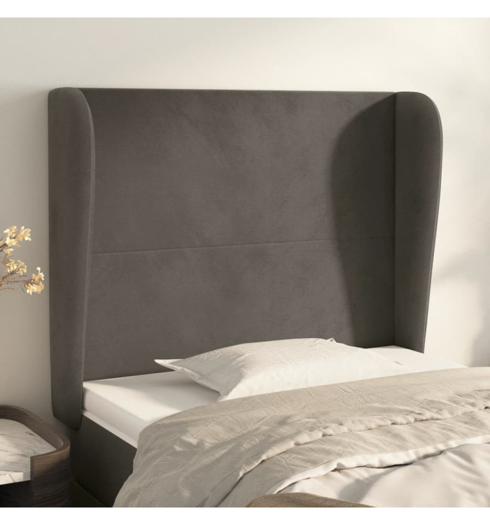 Tête de lit avec oreilles Gris foncé 83x23x118/128 cm Velours | Mobilier & Déco
