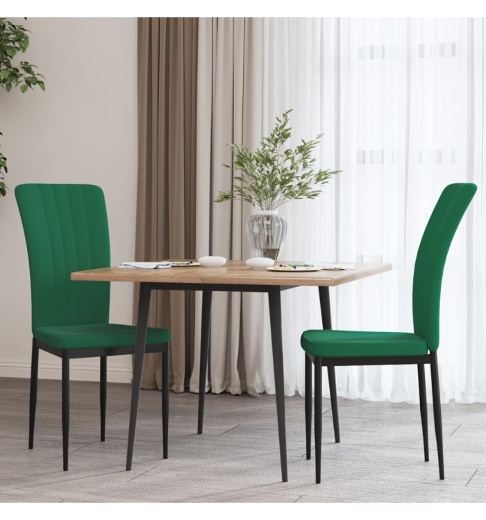 Chaises à manger lot de 2 Vert foncé Velours | Mobilier & Déco