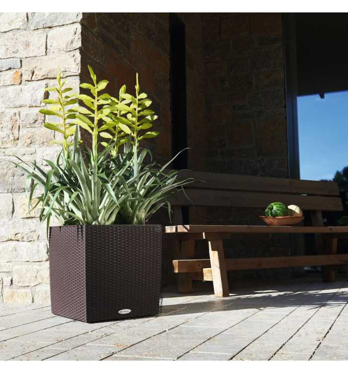 LECHUZA Jardinière CUBE Cottage 40 ALL-IN-ONE Moka | Mobilier & Déco