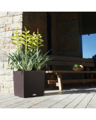 LECHUZA Jardinière CUBE Cottage 40 ALL-IN-ONE Moka | Mobilier & Déco