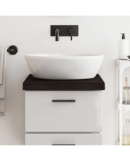 Comptoir de salle de bain marron foncé bois massif traité | Mobilier & Déco