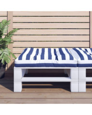 Coussin de palette rayures bleues et blanches 80x80x12 cm tissu | Mobilier & Déco