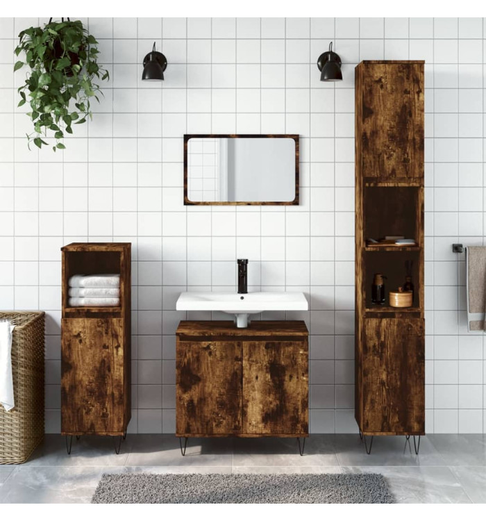 Ensemble de meubles de salle de bain 3 pcs Chêne fumé | Mobilier & Déco