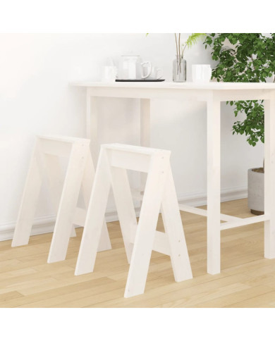 Tabourets lot de 2 blanc 40x40x60 cm bois massif de pin | Mobilier & Déco