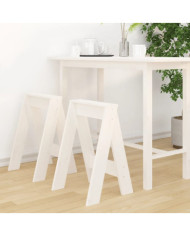 Tabourets lot de 2 blanc 40x40x60 cm bois massif de pin | Mobilier & Déco
