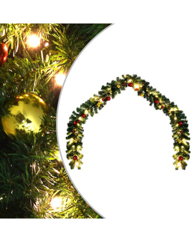 Guirlande de Noël décorée avec boules et lumières LED 10 m | Mobilier & Déco