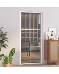 Porte intérieure 93x201,5 cm Blanc Verre ESG et aluminium | Mobilier & Déco