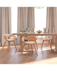 Chaises à manger lot de 4 crème similicuir et bois courbé | Mobilier & Déco