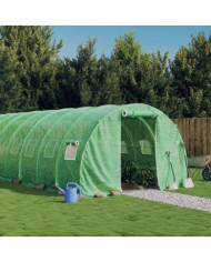Serre avec cadre en acier vert 42 m² 14x3x2 m | Mobilier & Déco