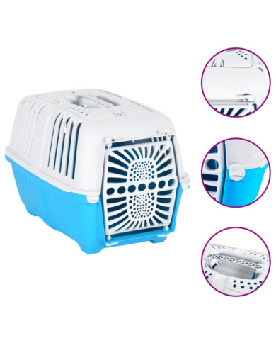 Transporteur pour animaux de compagnie blanc et bleu PP | Mobilier & Déco