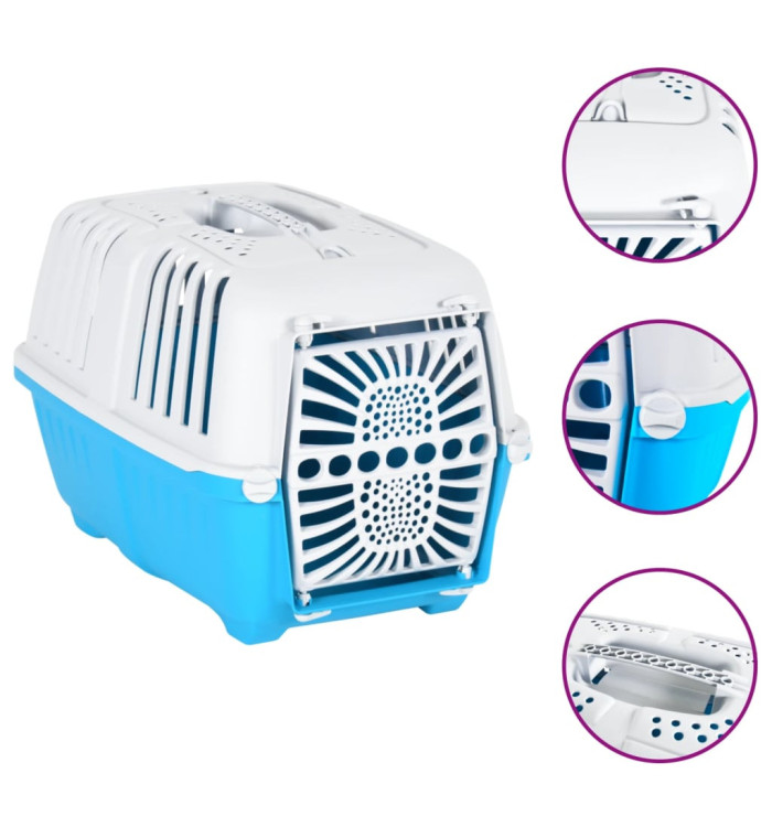 Transporteur pour animaux de compagnie blanc et bleu PP | Mobilier & Déco