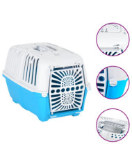 Transporteur pour animaux de compagnie blanc et bleu PP | Mobilier & Déco
