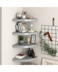 Étagères d'angle flottantes 4 pcs gris 35x35x3,8 cm MDF | Mobilier & Déco