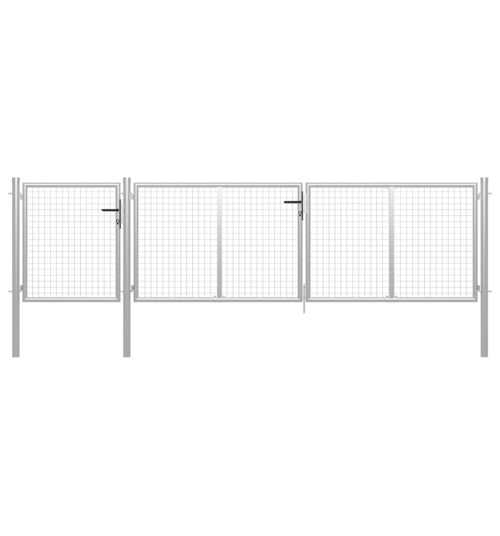 Portail de jardin Acier 400 x 100 cm Argenté | Mobilier & Déco