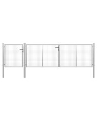 Portail de jardin Acier 400 x 100 cm Argenté | Mobilier & Déco