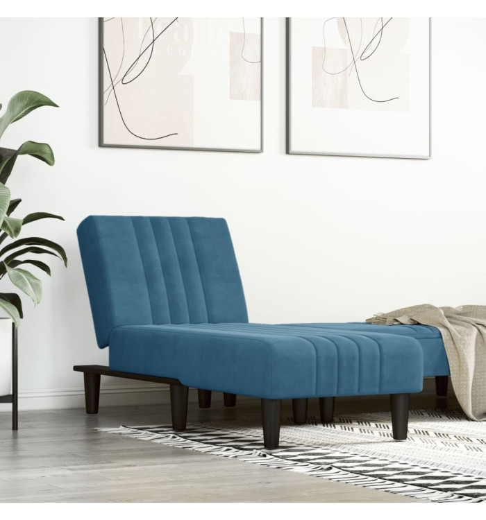 Chaise longue bleu velours | Mobilier & Déco