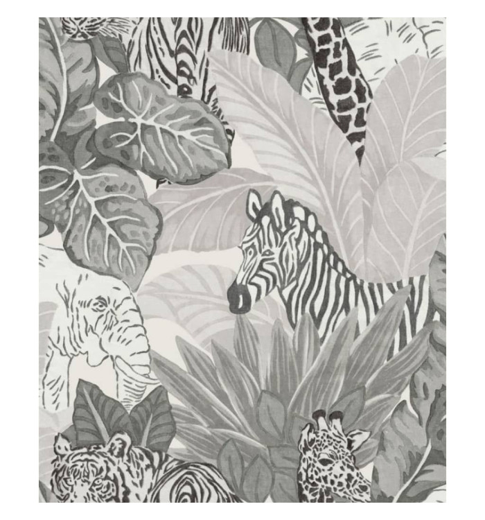 Noordwand Papier peint Good Vibes Jungle Animals Gris et noir | Mobilier & Déco