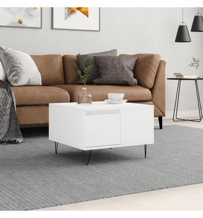 Table basse blanc 55x55x36,5 cm bois d'ingénierie | Mobilier & Déco