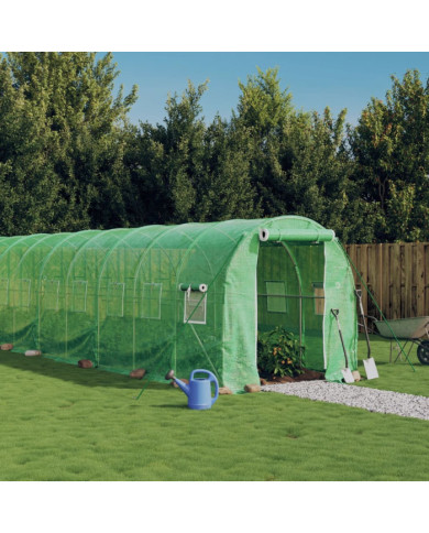 Serre avec cadre en acier vert 40 m² 20x2x2 m | Mobilier & Déco