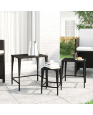 Tables gigognes 3 pcs noir résine tressée | Mobilier & Déco