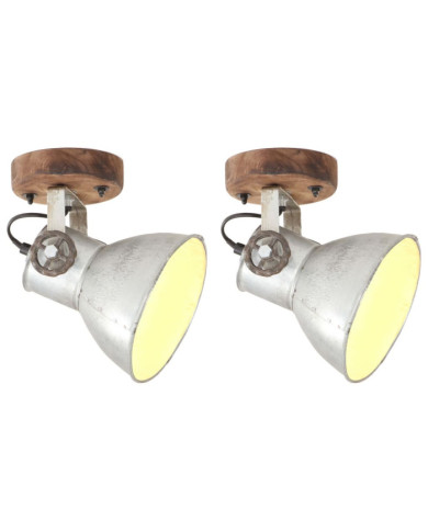 Lampe murale industrielle/plafonnier 2 pcs Argenté 20x25 cm E27 | Mobilier & Déco
