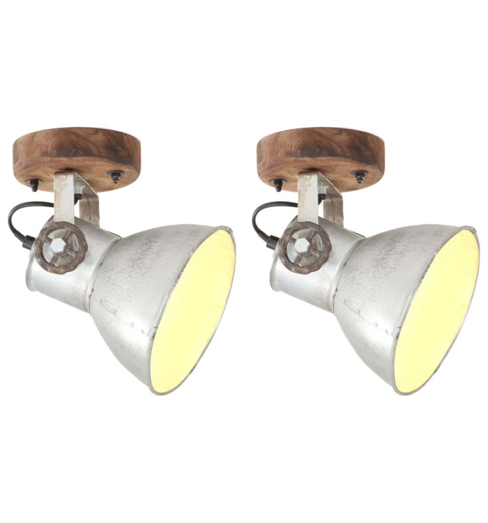 Lampe murale industrielle/plafonnier 2 pcs Argenté 20x25 cm E27 | Mobilier & Déco