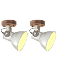 Lampe murale industrielle/plafonnier 2 pcs Argenté 20x25 cm E27 | Mobilier & Déco