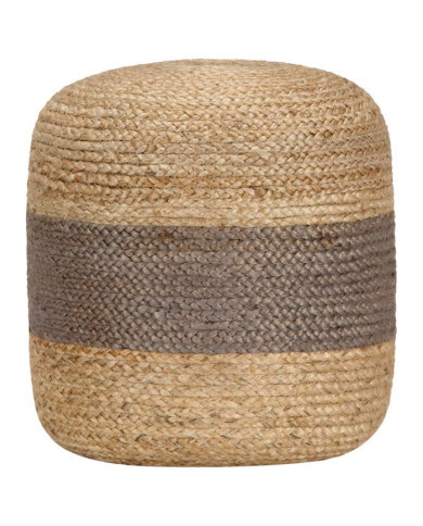Pouf fait à la main Gris 40 x 45 cm Jute | Mobilier & Déco