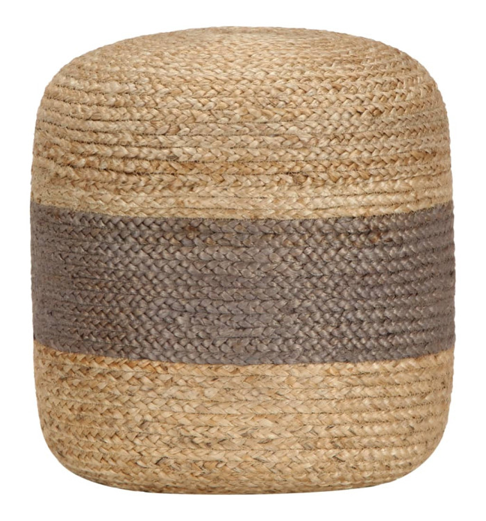 Pouf fait à la main Gris 40 x 45 cm Jute | Mobilier & Déco