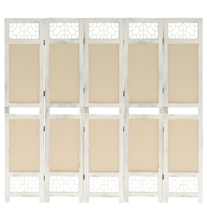 Cloison de séparation 5 panneaux Crème 175x165 cm Tissu | Mobilier & Déco