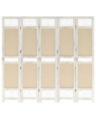 Cloison de séparation 5 panneaux Crème 175x165 cm Tissu | Mobilier & Déco